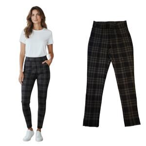 Slimming Options Womens Leggings Size S Black Plaid Heavy Fabric Skinny Pull On